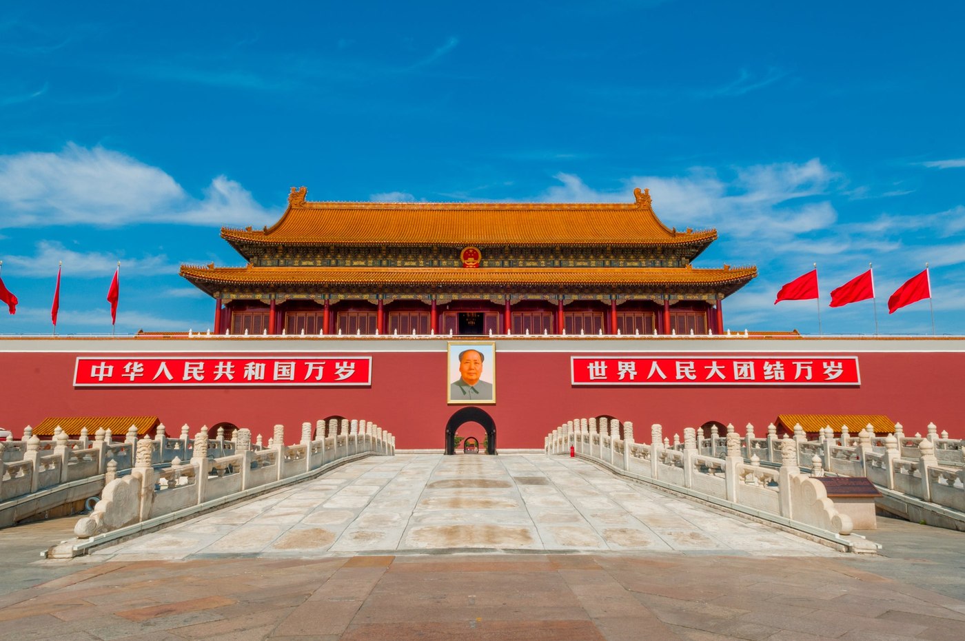 Tiananmen Gate beneath a blue sky